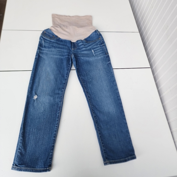 Jessica Simpson Maternity Jeans Womens Blue Distressed Straight Leg Stretch Sz S - Picture 1 of 8